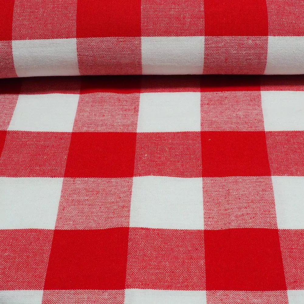 Dekorační látka Kanafas - červený velká kostka