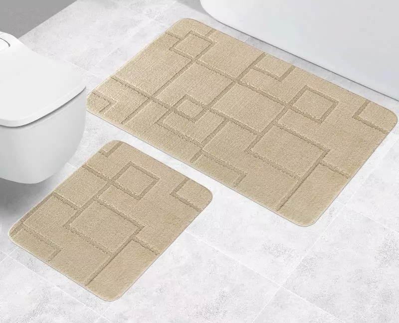 Koupelnové předložky 60x100 + 60x50 cm - smetanové obdelníky