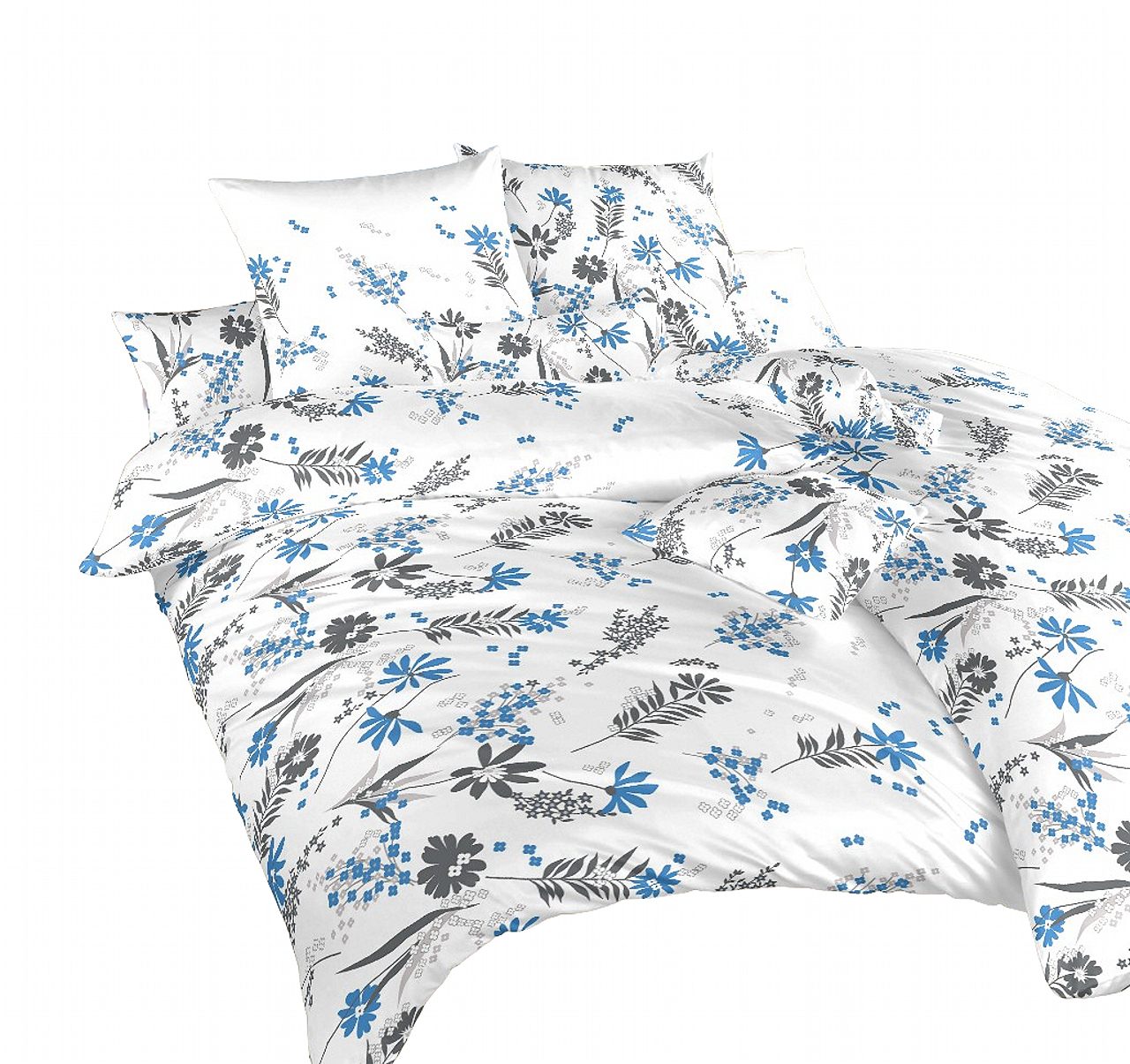 Povlečení krep Agáta denim na bílém - 220/200 + 2ks 70/90