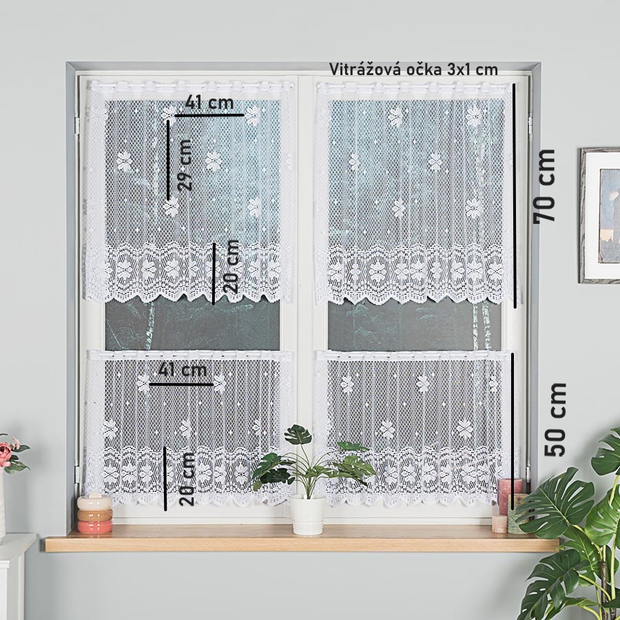 Žakárová záclona metráž Nola - výška 155cm