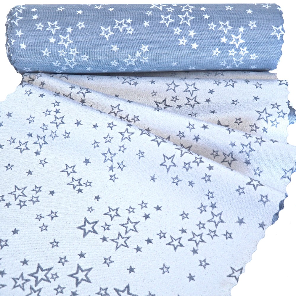 Vánoční běhoun v metráži Hvězdné přání - modrá/stříbrná