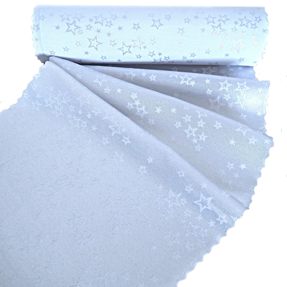 Vánoční běhoun v metráži Hvězdné přání - bílá/stříbrná