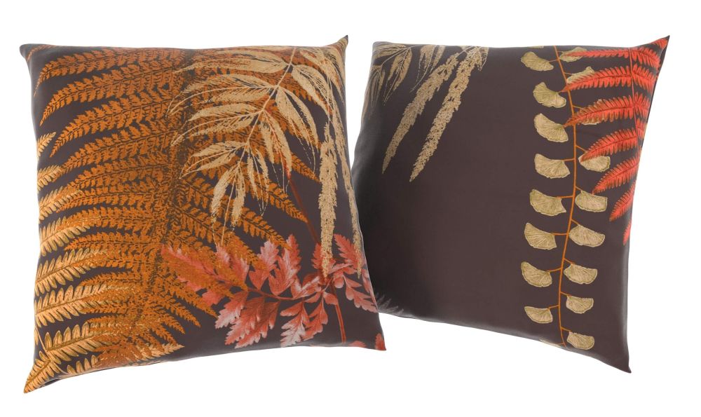 Saténové povlaky LUXURY COLLECTION Kapradí hnědé - 2x 40/40