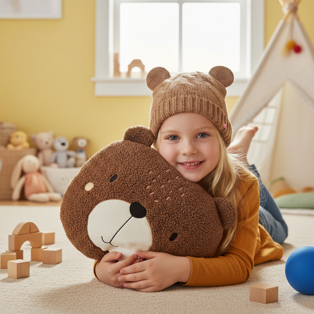 Plyšák - polštářek z mikrospandexu 46 cm - HLAVA MEDVÍDKA