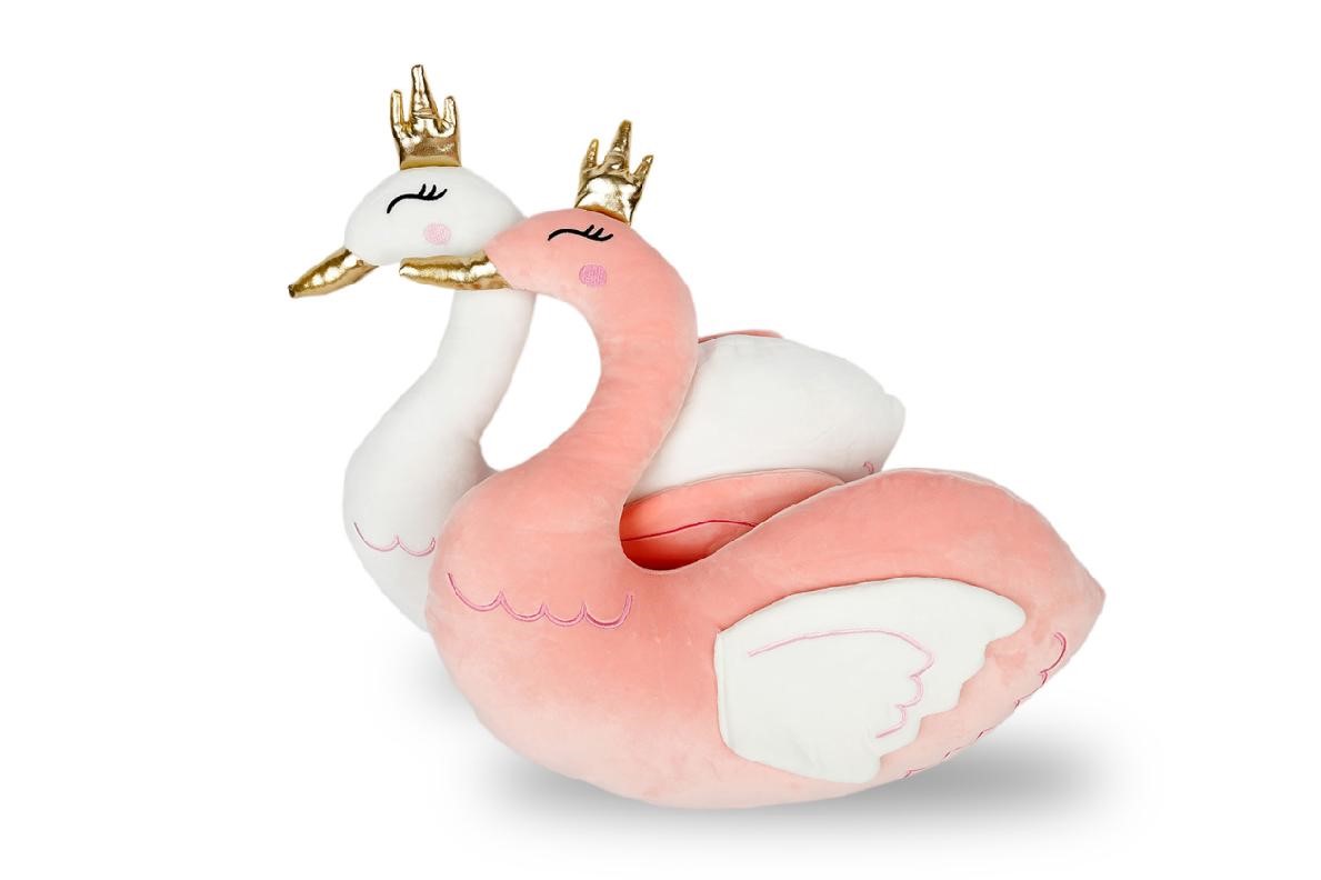 Plyšák - polštářek z mikrospandexu 43 cm - LABUŤ BÍLÁ