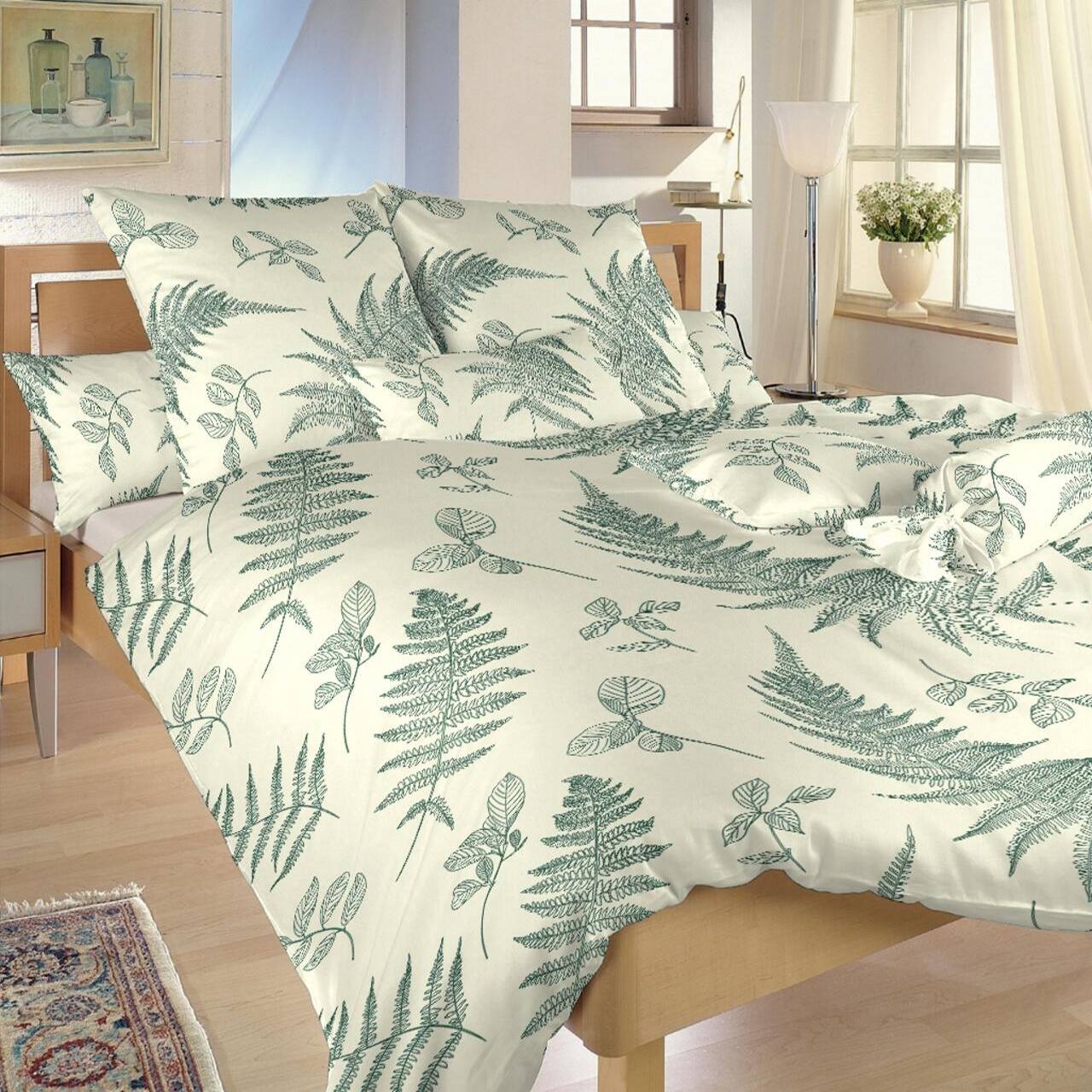 Povlečení flanel Kapradí banán  - 220x200, 2ks 70x90 cm