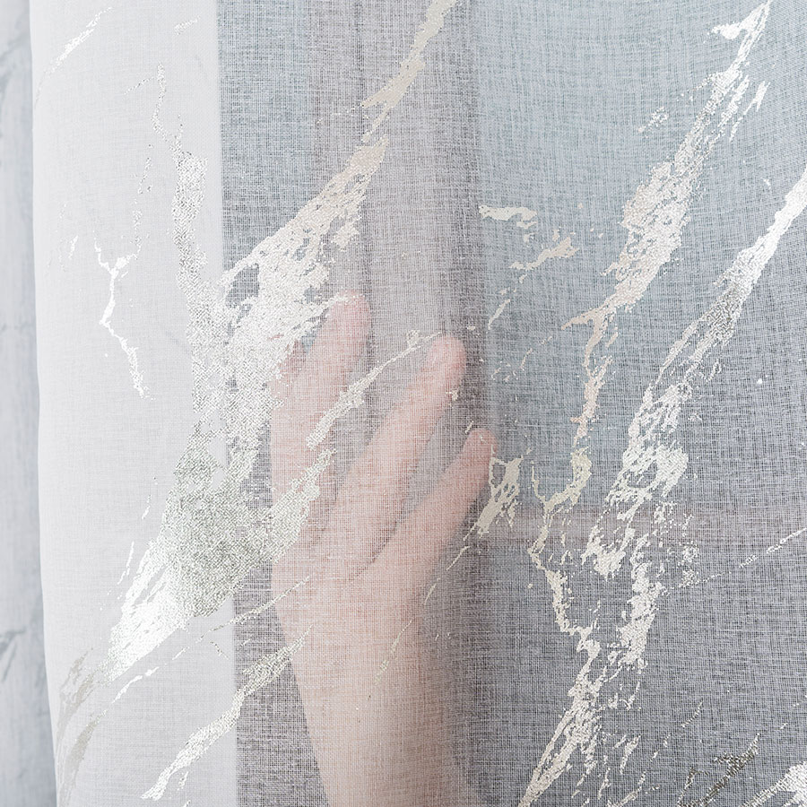 Etamin záclona metráž Marla s olůvkem stříbrná - výška 300cm