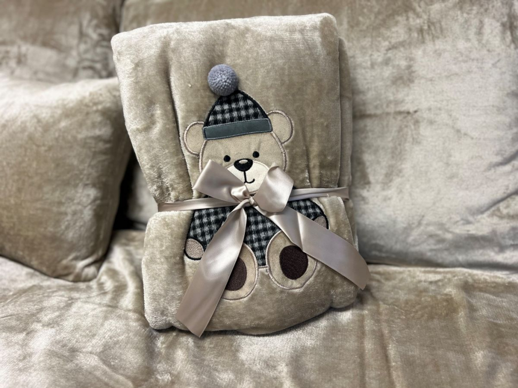 Dětská deka s beránkem MEDVÍDEK béžová - 150x100 cm