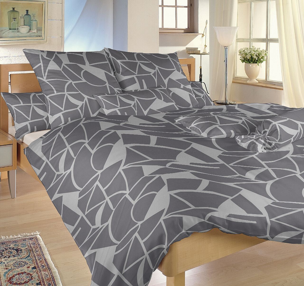 Povlečení bavlna Julius tmavě šedý - 140/200 + 70/90