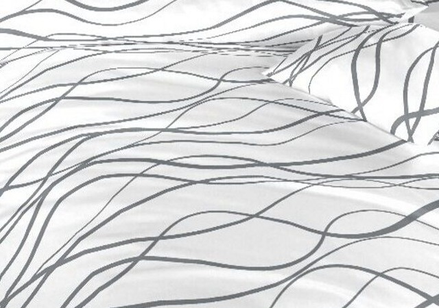 Povlak bavlna Vlny tmavě šedé na bílém - 70/90