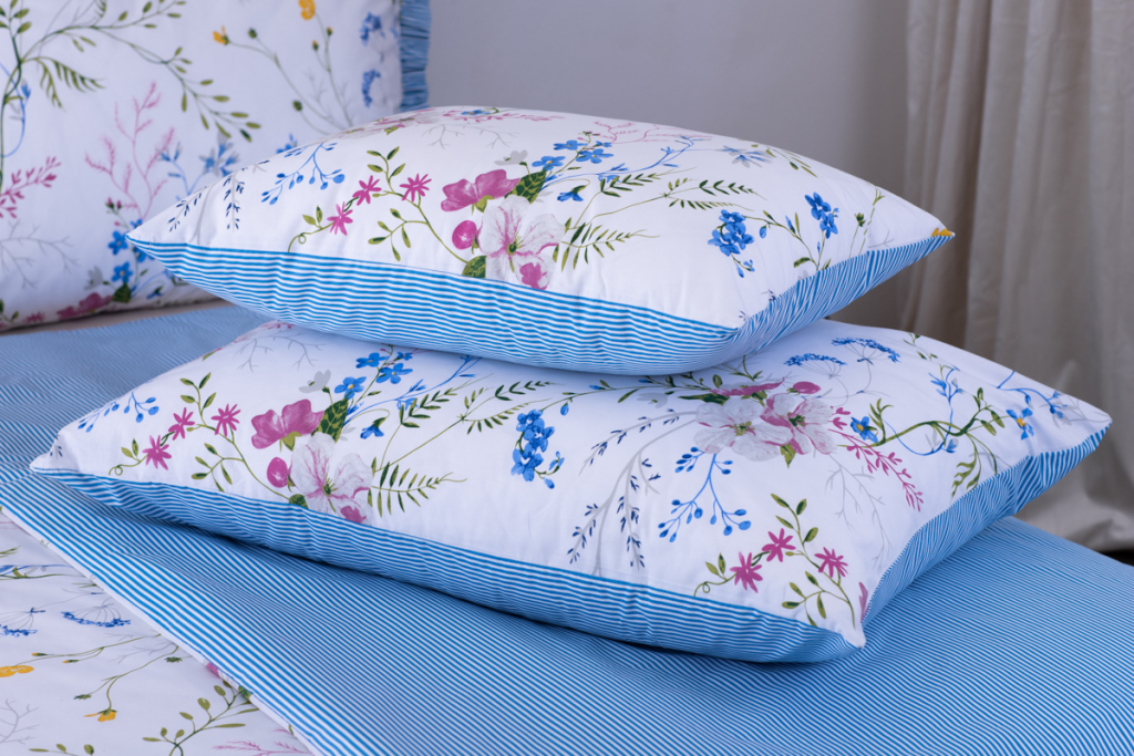 Bavlněné povlečení LOUKA/PROUŽEK modrý - 140/220 + 70/90