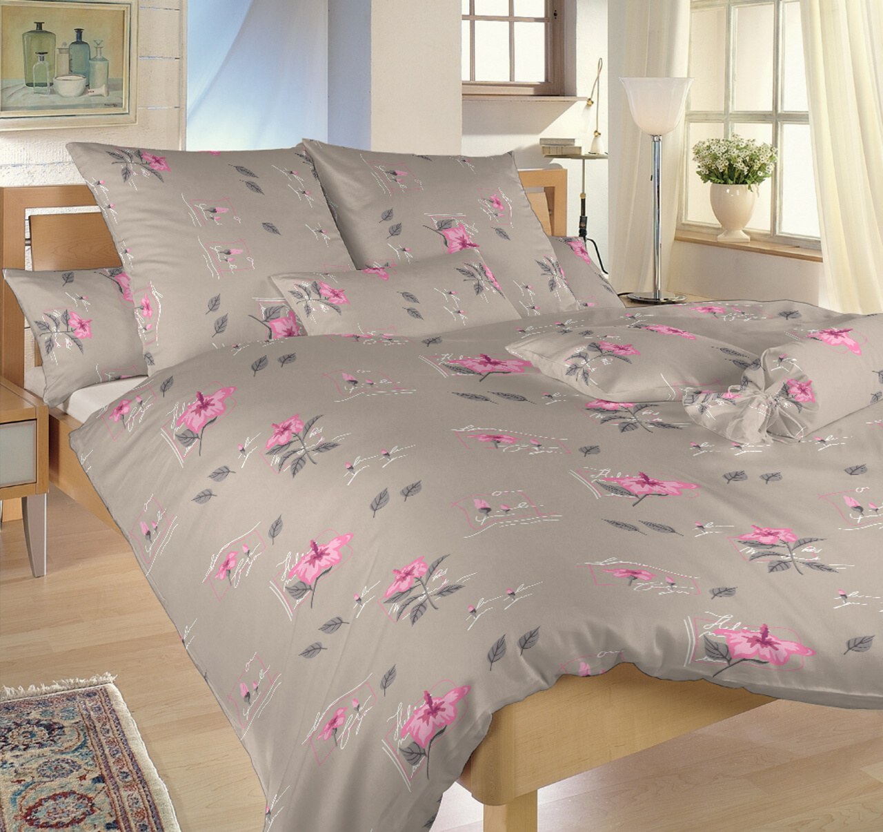 Saténové povlečení Ibišek opál - 140/200 + 70/90