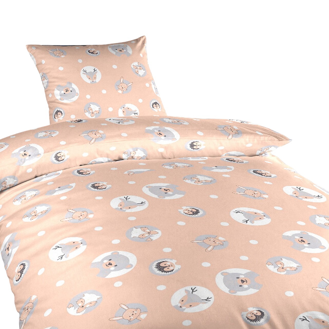 Povlečení bavlna Zvířátka meruňková - 140/200 + 70/90