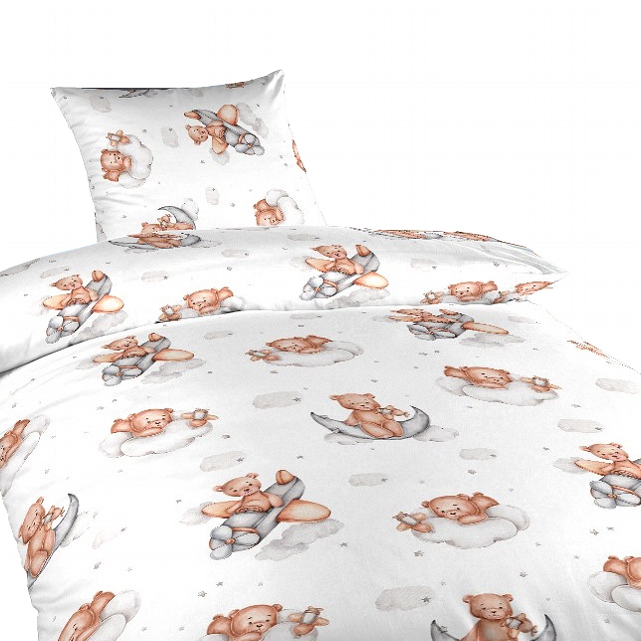 Povlečení bavlna do postýlky Teddy bear plane - 90x130, 45x60 cm