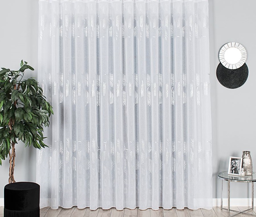 Etamin kusová záclona STŘÍBRNÉ PALMY