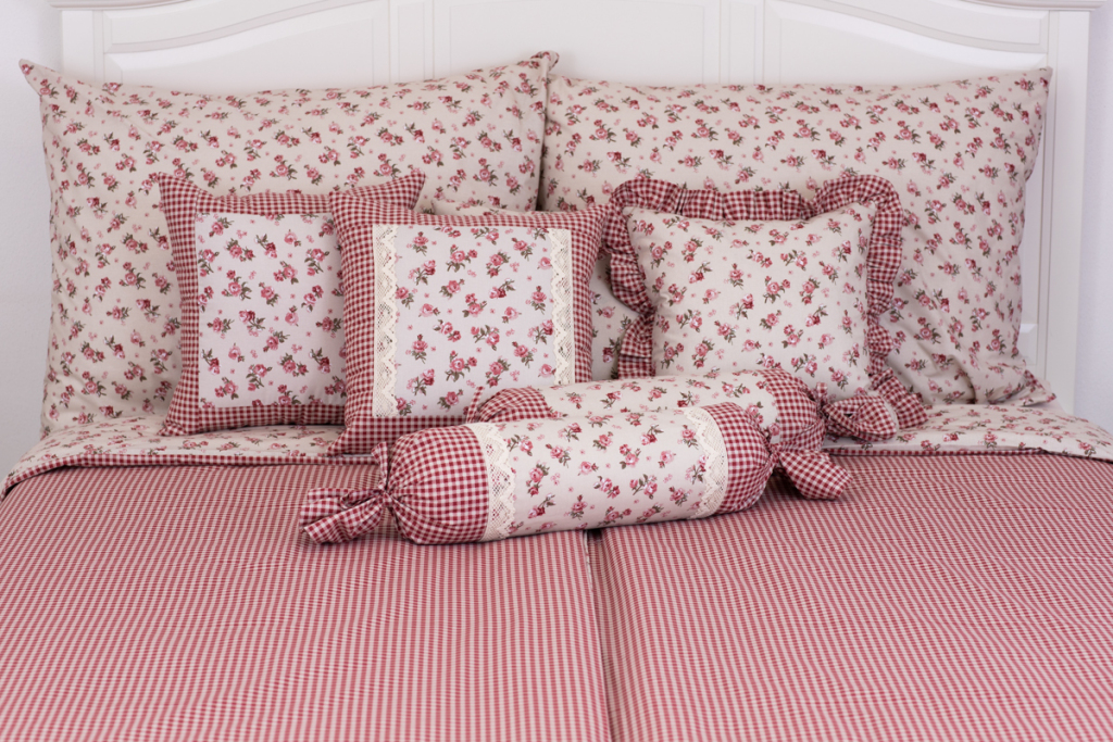 Krepové povlečení růže MANON / bordó PEPITO - 200/200 + 2ks 70/90