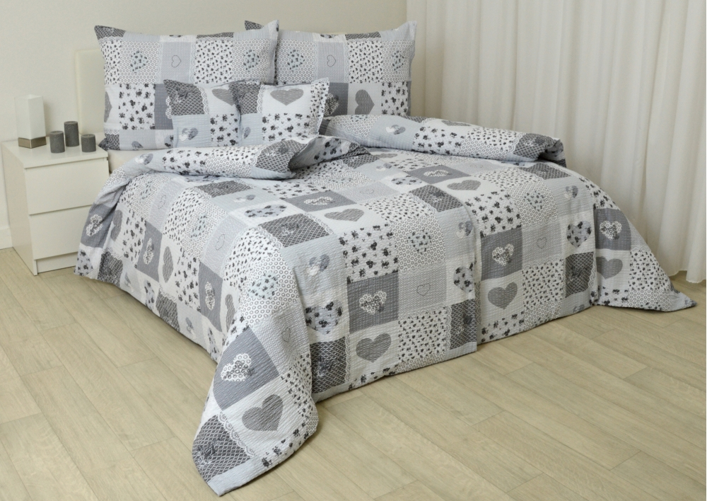 Krepové povlečení PATCHWORK DOVE - 140/200 + 70/90