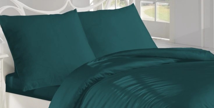 Saténové povlečení EXCLUSIVE PETROLEJ - 140/220 + 70/90