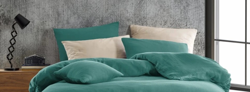 Mušelínové povlečení PETROLEJOVÉ - 140/200 + 70/90