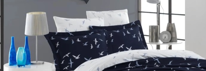 Saténové povlečení EXCLUSIVE LIBERTA BLUE - 140/220 + 70/90