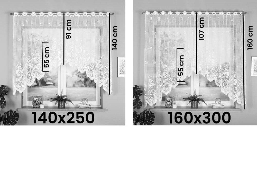 Žakárová kusová záclona SÁRA  - 140x300cm