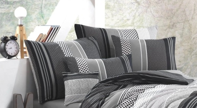 Povlečení bavlna SORENTO black - 140x220 + 70x90