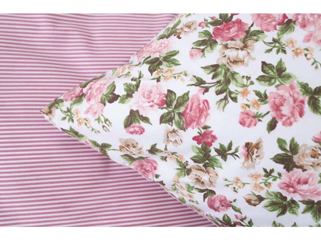 Bavlněné povlečení RŮŽE RUSTIKÁL/PRUH RŮŽOVÝ - 200/200 + 2ks 70/90