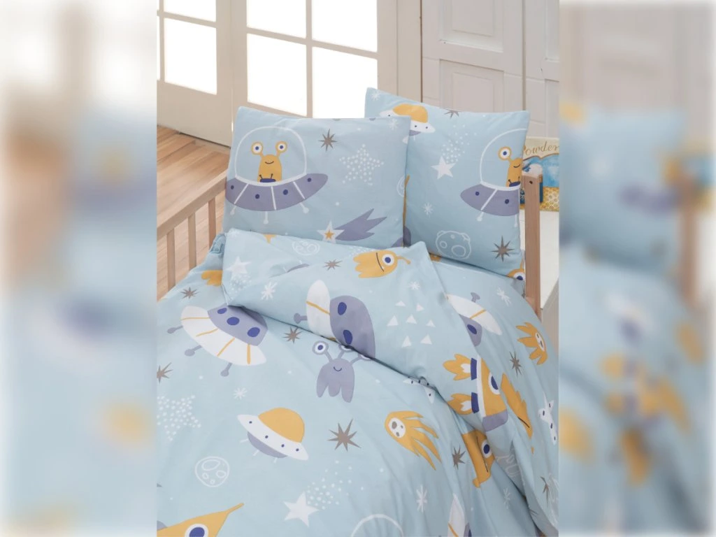 Bavlněné dětské povlečení VESMÍRNÉ UFO - 90x135, 45x60 cm 