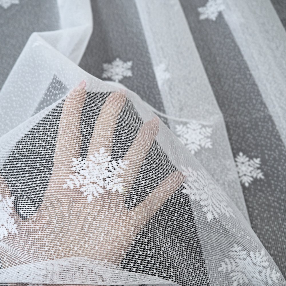 Vánoční metrážová záclona žakár VLOČKY - výška 170 cm