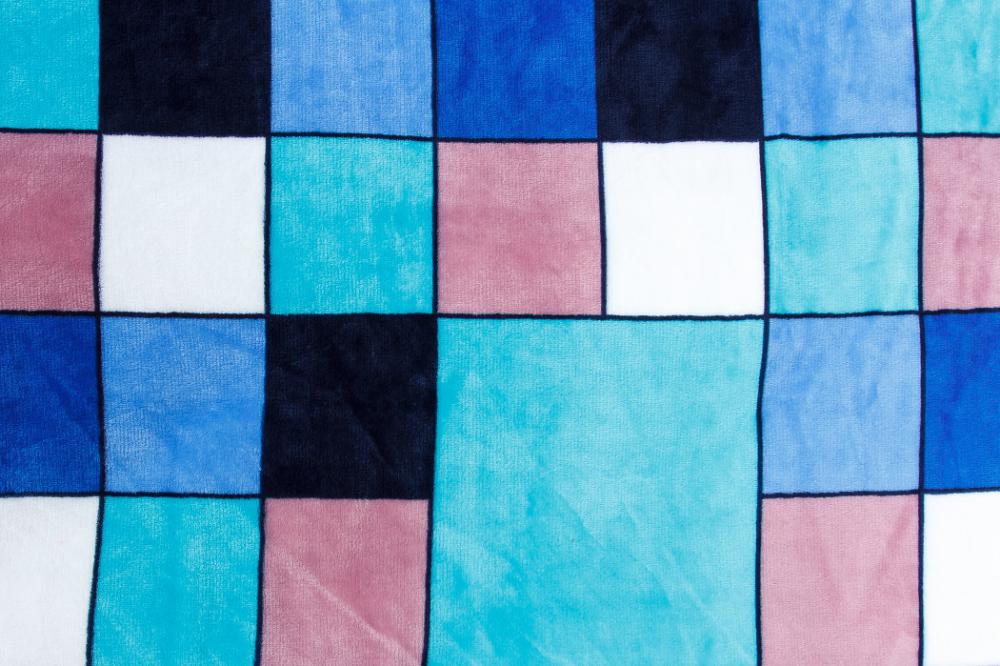 Povlečení mikroflanel KOSTKA MODRÁ - 70x90 + 140x200 cm