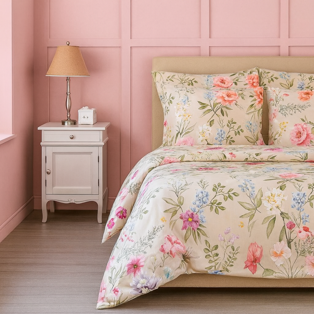 Saténové povlečení BOTANICA ELEGANCE - 140x200, 70x90 cm