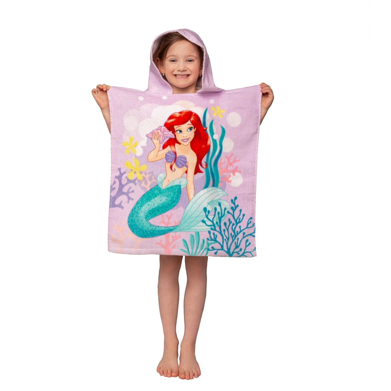 Pončo, dětská osuška s kapucí Ariel Pink 50x115 cm
