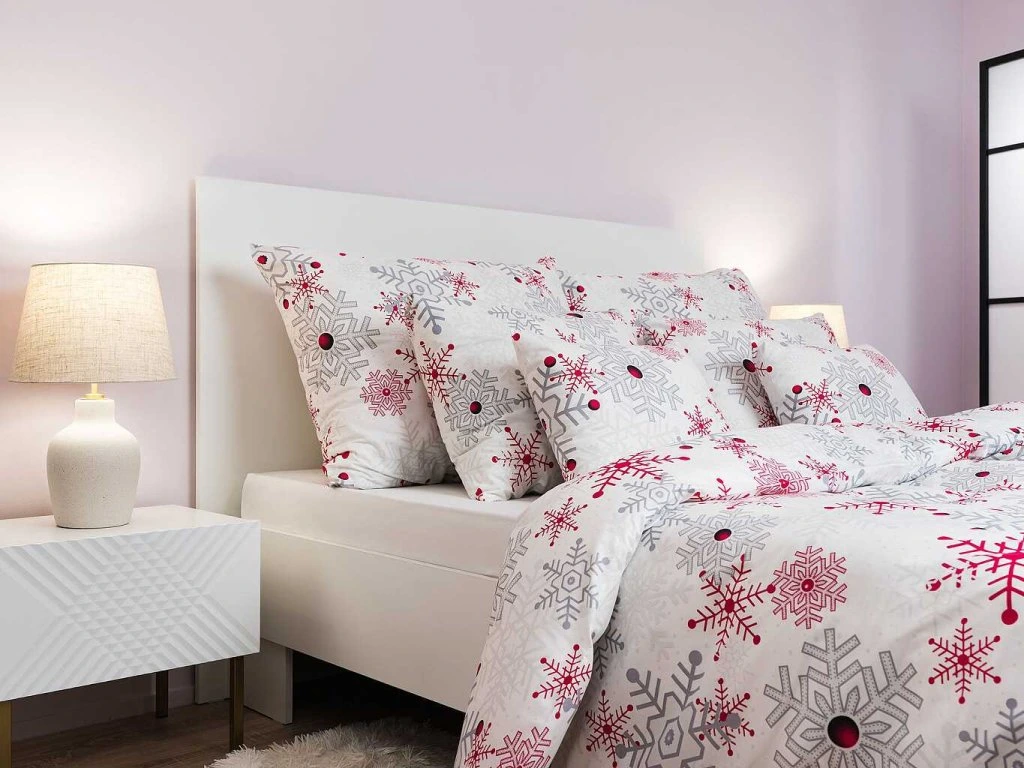 Flanelové povlečení VLOČKY šedé 140x220, 70x90 cm