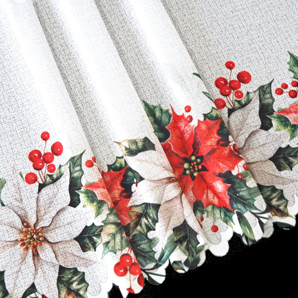 Vitrážová záclona Vánoční růže - výška 70 cm
