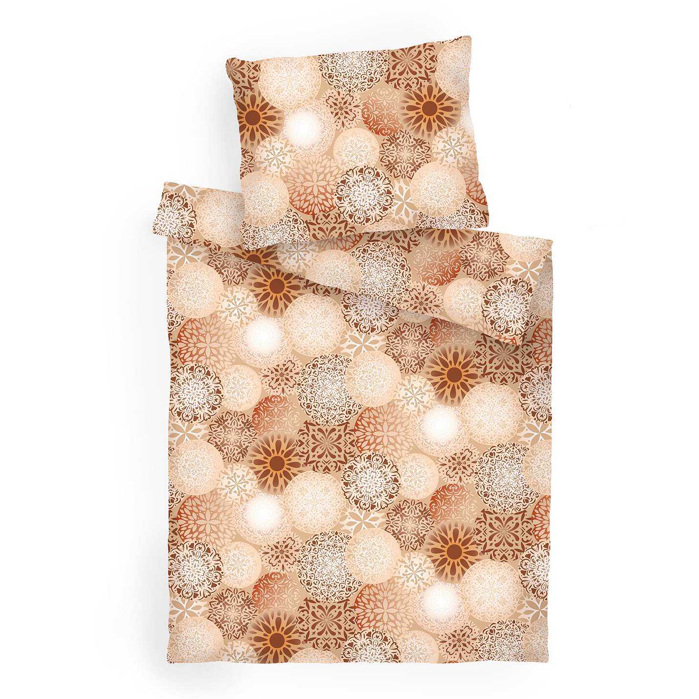 Povlečení bavlna MANDALA béžová 140×220 + 70×90 cm