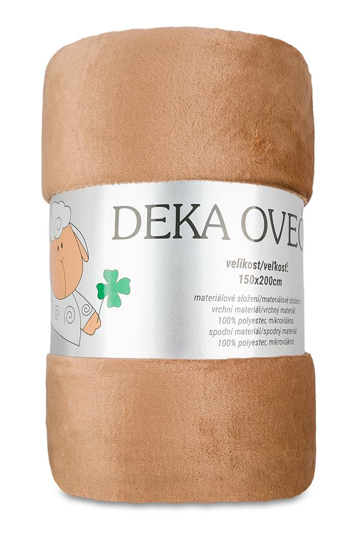 Deka mikroflanel hladká UNI ČOKOLÁDOVÁ / OVEČKA -  150/200 cm 