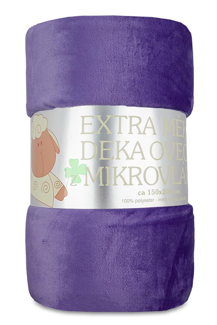 Deka mikroflanel hladká UNI FIALOVÁ / OVEČKA -  150/200 cm 