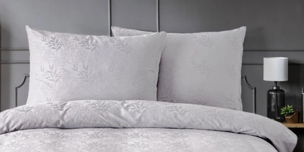 Luxusní žakárové povlečení LISTY světle šedé 140x220, 70x90 cm