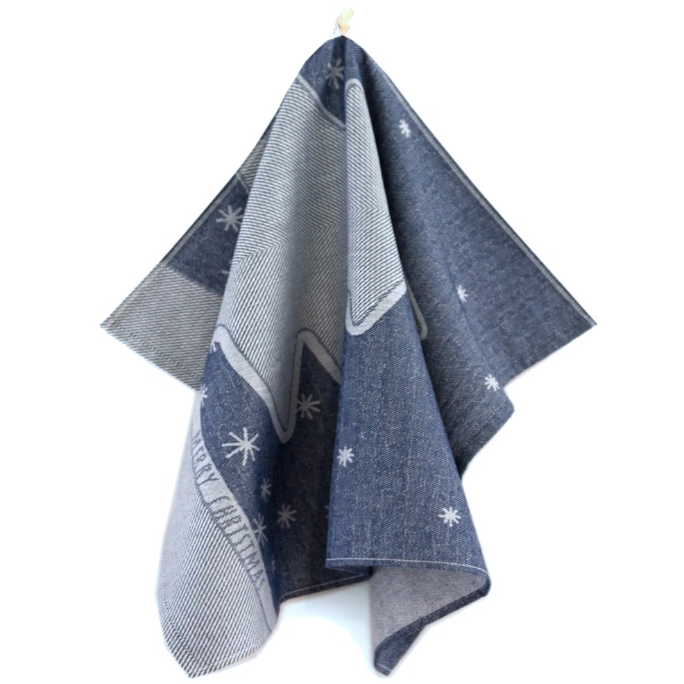 Vánoční utěrka STROMEČEK tm. modrá