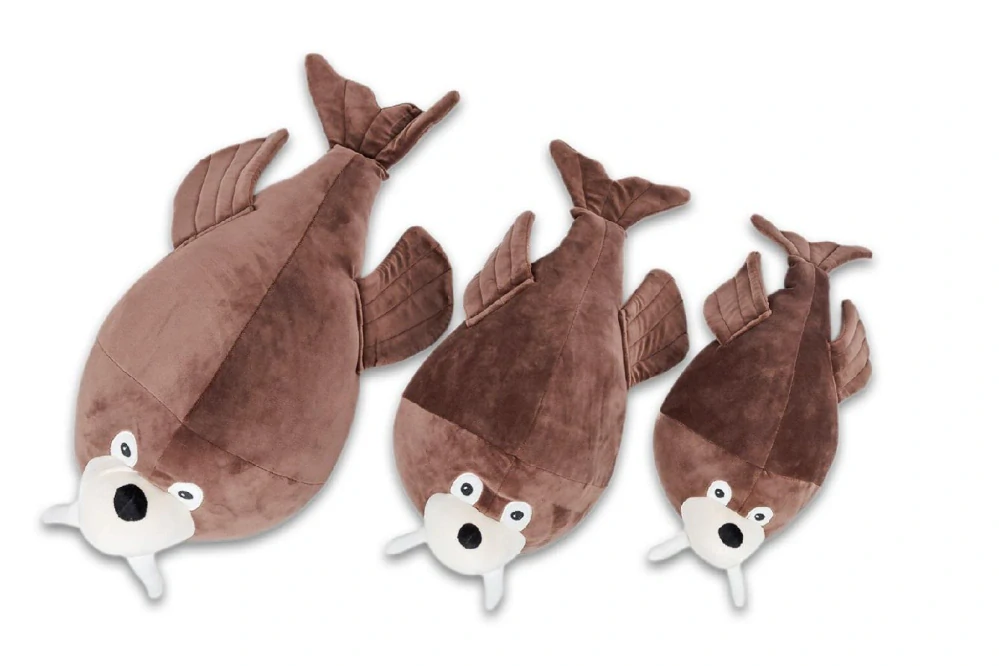 Polštářek, plyšák mikrospandex MROŽ hnědý 55cm