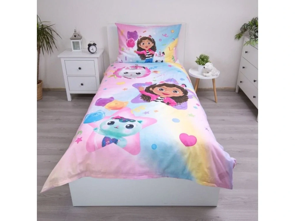 Povlečení Gabby´s Dollhouse Rainbow 140x200, 70x90 cm