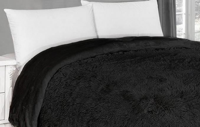 Deka s dlouhým vlasem ČERNÁ - 150/200 cm