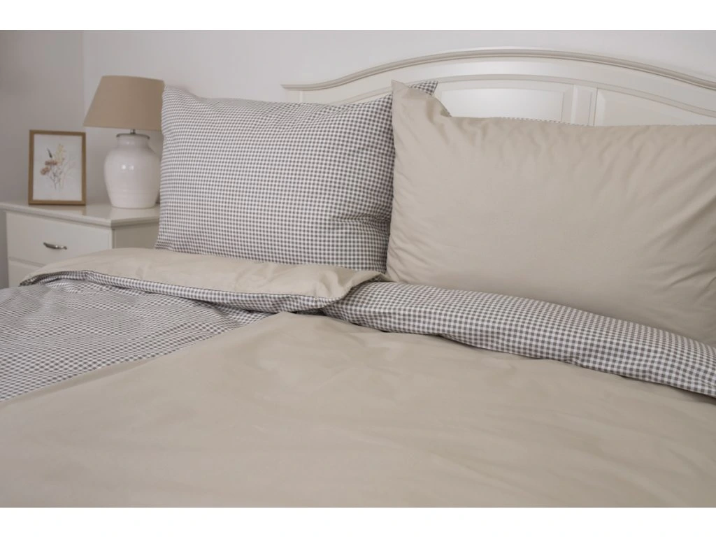 Bavlněný přehoz, letní deka PEPITO KOSTIČKA / UNI BÉŽOVÁ 140x200 cm