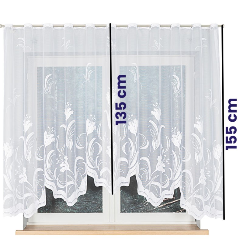 Oblouková žakárová kusová záclona JULIANA 155 x 300 cm