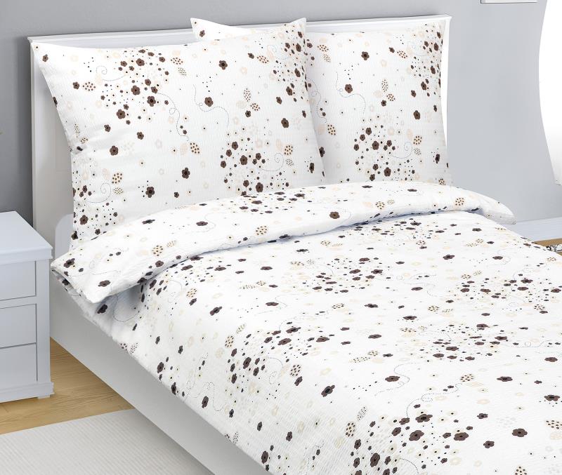 Povlečení krep KYTIČKA hnědá 140x200 + 70x90 cm