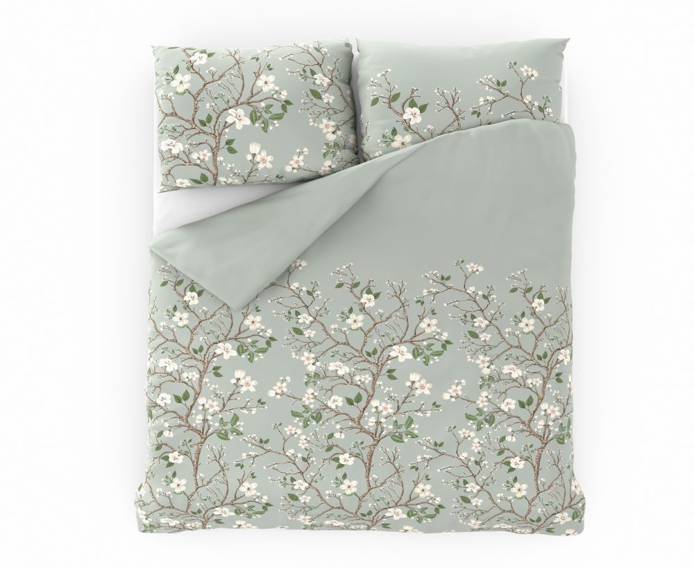 Saténové povlečení LUXURY COLLECTION JARO zelené 240x200, 2ks 70x90 cm