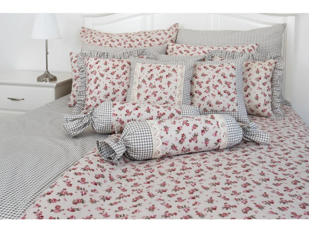Krepové povlečení RŮŽIČKA MANON / PEPITO 140x200, 70x90 cm