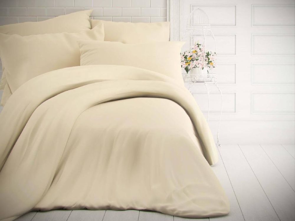 Bavlněné povlečení SMETANOVÉ 220x200, 2ks 70x90 cm