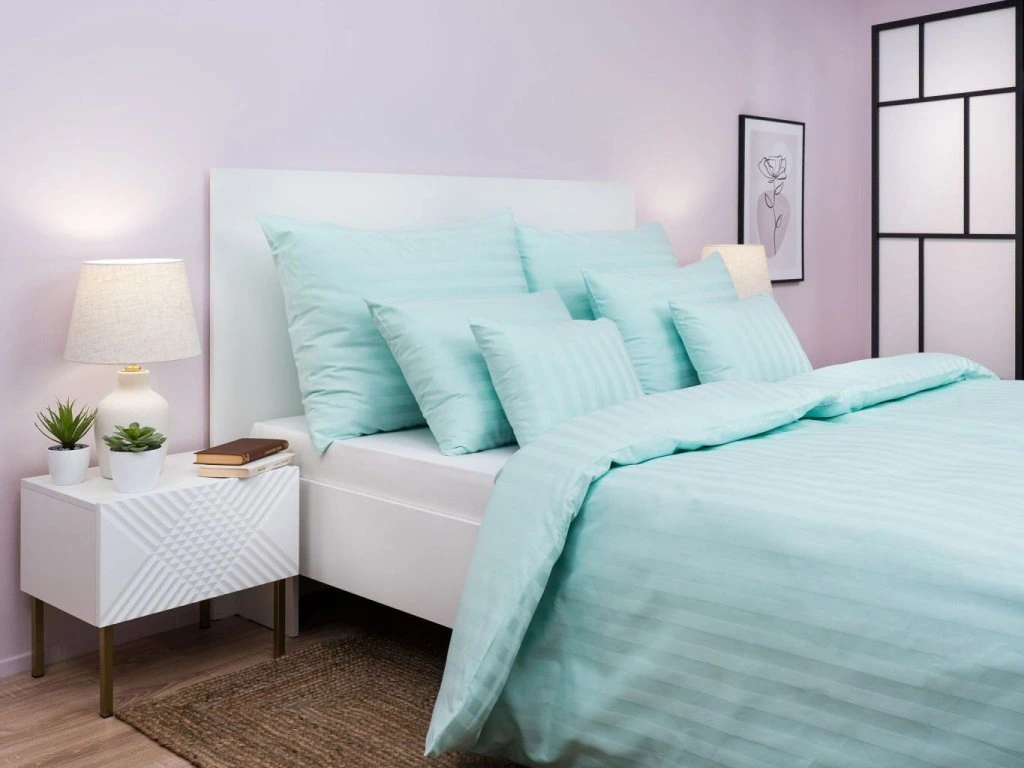 Povlak damašek atlas grádl - PROUŽEK 2,5 cm zelený 70x90 cm