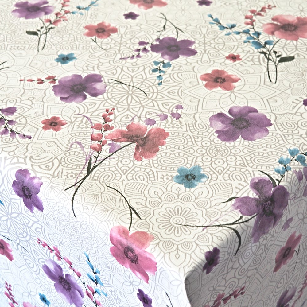 PVC ubrusovina - Květy na mandale